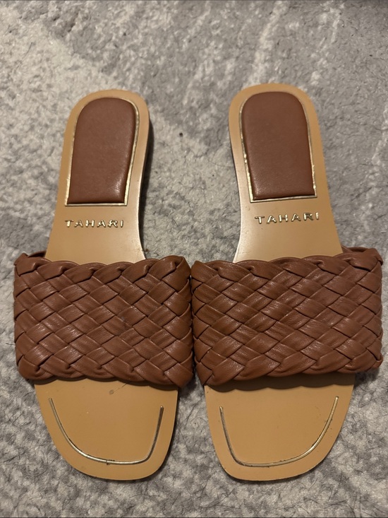 Tahari Shoes - Tahari slip on brown weave sandals
